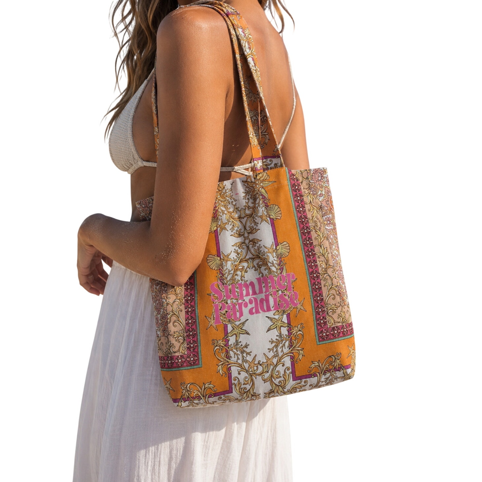 Nwt Maje Designer Canvas Beach Summer Tote Bright Colorful Gift Idea Bag Linen